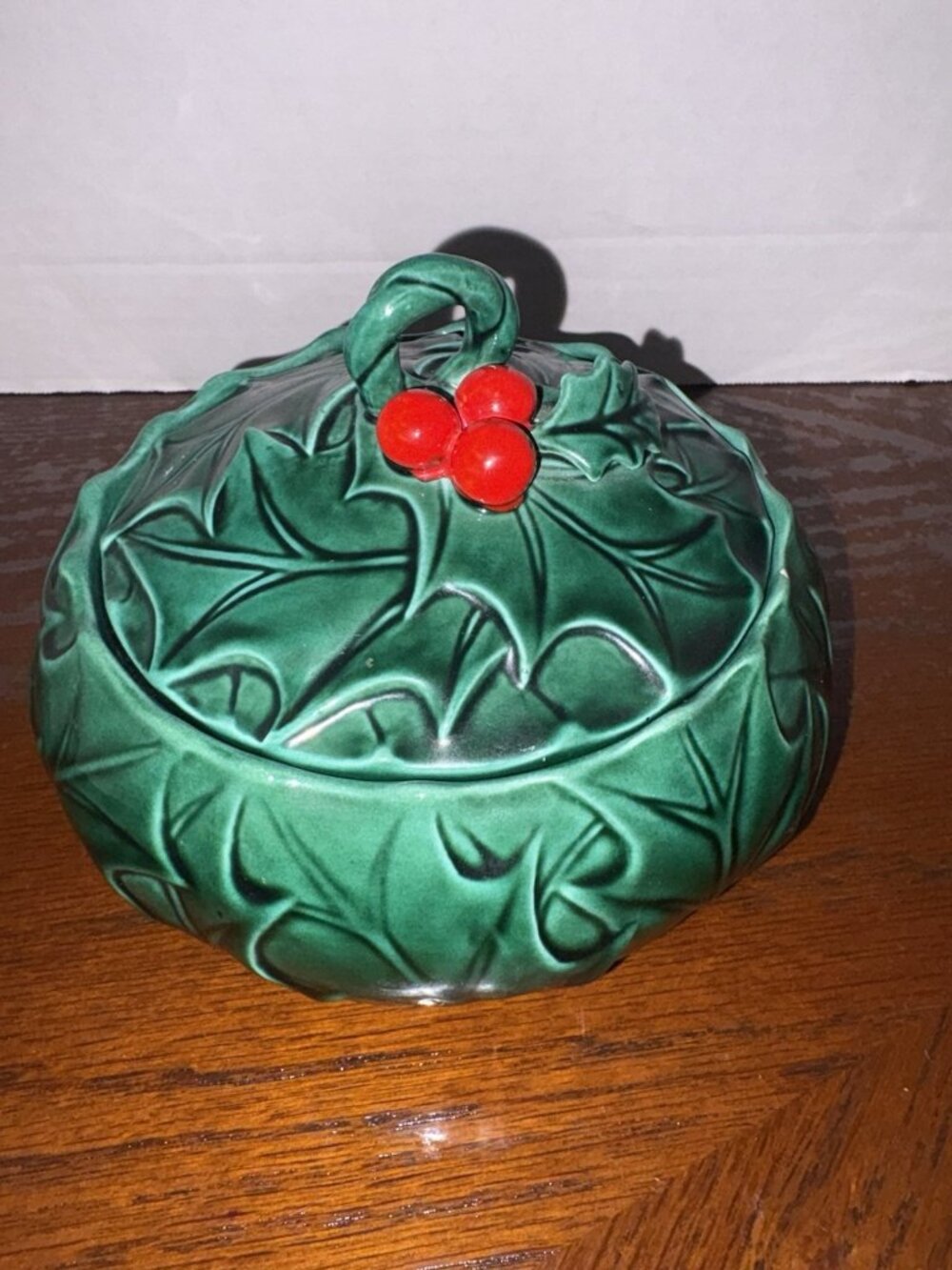 Lefton Christmas Holy Berry Candy Sauce Dish Ceramic Vintage Japan